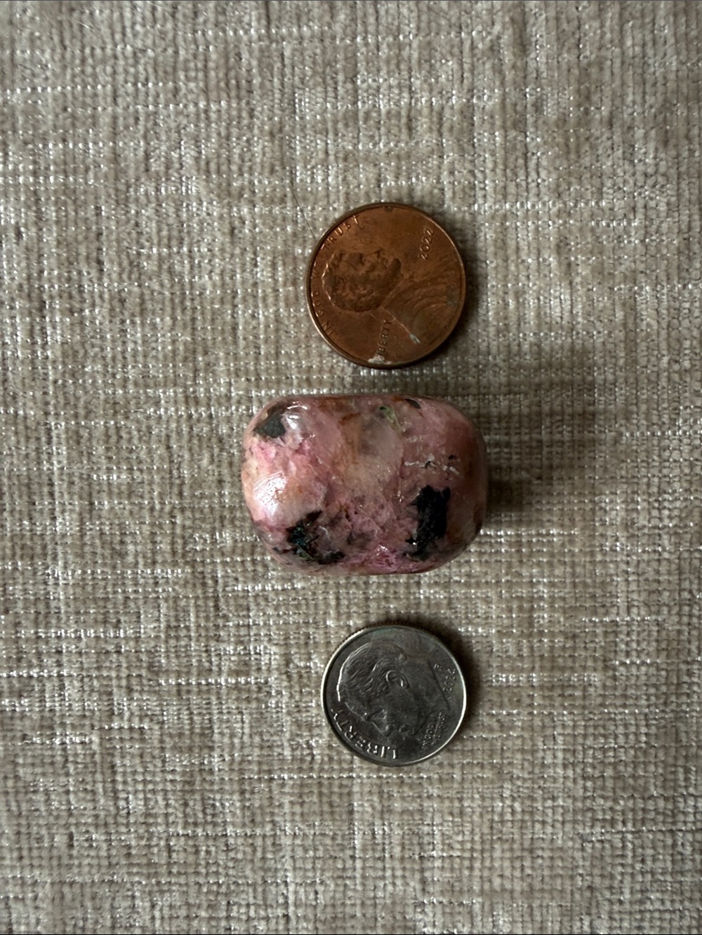 Polished Pink Rhodonite Gemstone Accent - Natural Pink and Black